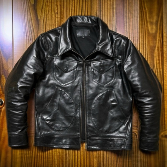 
Men's short lapel top layer fetal cowhide leather genuine leather jacket Mendoza farm owner coat leather jacket