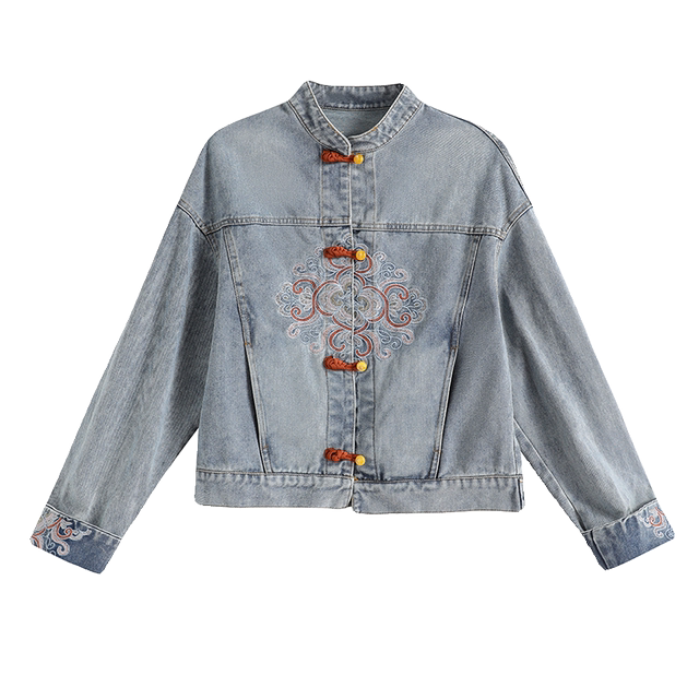 new-chinese-style-chinese-style-disc-buckle-embroidered-denim-jacket