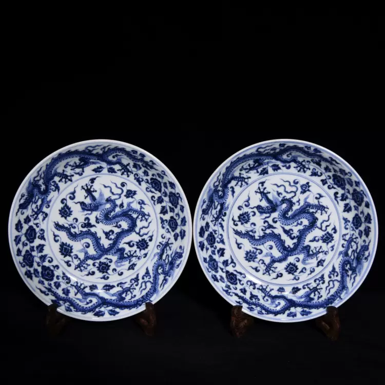 飛】中国美術 元染 青花花卉文 花口瓶 古玩VF6L