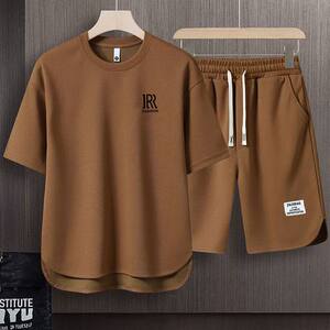 
High-end suits, summer thin men's short-sleeved shorts, sports and casual two-piece set, mature and handsome trendy men's set