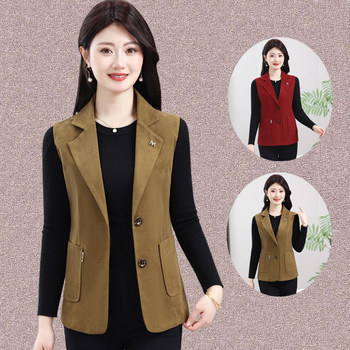 
Mother's spring and autumn thin suit vest middle-aged and elderly women's large size loose solid color short suit vest