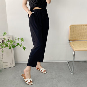 
Summer cotton silk pants for women loose thin nine-point straight high waist can make you look slim and wear artificial cotton casual harem pants