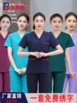 Áo choàng rửa tay, áo bác sĩ ngắn tay, áo phẫu thuật xẻ đôi, y tá làm đẹp, cotton nguyên chất, áo choàng cách ly làm việc đánh răng bằng tay cho nam