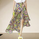 European and American fashion floral skirt irregular temperament and slim new summer versatile high-waisted A-line midi skirt