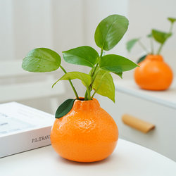 Ceramic Artificial Orange Flower Vase, Hydroponic Planter, Furniture Table Decoration, High Aesthetic Value, Pastoral Style