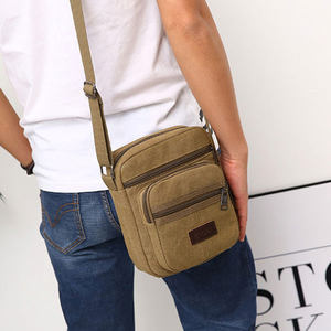 Men's small bag mini -shoulder messenger bag Men's canvas backpack summer handbag casual men's bag hanging bag tide