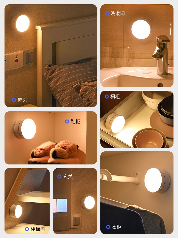 Luz Nocturna LED Cenci Pequeña Redonda - Sensor de Movimiento ...