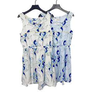 
B3108 new printed round neck women's skirt Korean high-waisted age-reducing summer sleeveless temperament dress