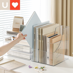 Transparent Desktop File Storage Box Vertical Office Document Archive Student Bookshelf A4 Paper Basket Book Stand File Rack