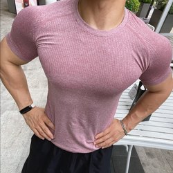 Light Weight American-Style Seamless Jacquard Sports Short-Sleeved Summer Quick-Drying Training Fitness Elastic Slim-Fit T-Shirt