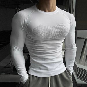 
Light Weight professional seamless large expansion fitness clothing men's breathable quick-drying moisture-absorbent tight long-sleeved T-shirt