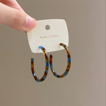 Leopard amber earrings for women autumn and winter 2025 new popular high-end earrings retro Hong Kong style large earrings hoops