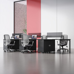 Office Desk and Chair Set for 4 People, Staff Workstation, Simple Modern 6-Person Workstation with Partition