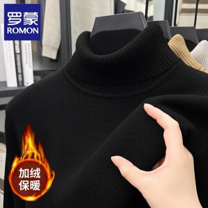 
Romon wool sweater men's sweater plus velvet thickened high collar 2025 winter new pullover warm knitted bottoming sweater