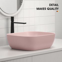 High-End Countertop Basin in Dirty Pink, Ceramic Washbasin, Girly Pink Bathroom Countertop Basin, Artistic Basin