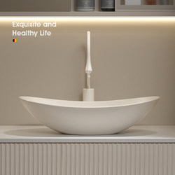 High-End Cream-Style Ceramic Washbasin, Creative Artistic Countertop Basin, Ceramic Ingot Washbasin, Countertop Basin with High Aesthetic Value