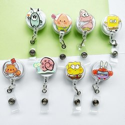 Patrick Star Badge Holder Nurse Badge Clip Retractable Badge Reel Easy-Pull Clip Student Doctor Work Retractable Lanyard
