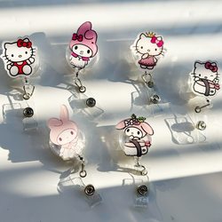 Cartoon Retractable Nurse Doctor Anti-Fall Nurse Student Cute Card Holder Badge Badge Clip Lanyard Work Permit