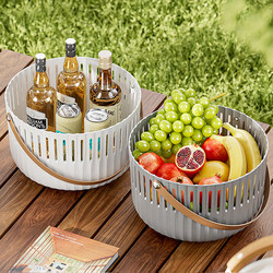 Picnic Basket, Spring Outing, Outdoor Camping Essential, Fruit and Snack Storage Basket, Hollow-Out Picnic Plastic Tote Basket