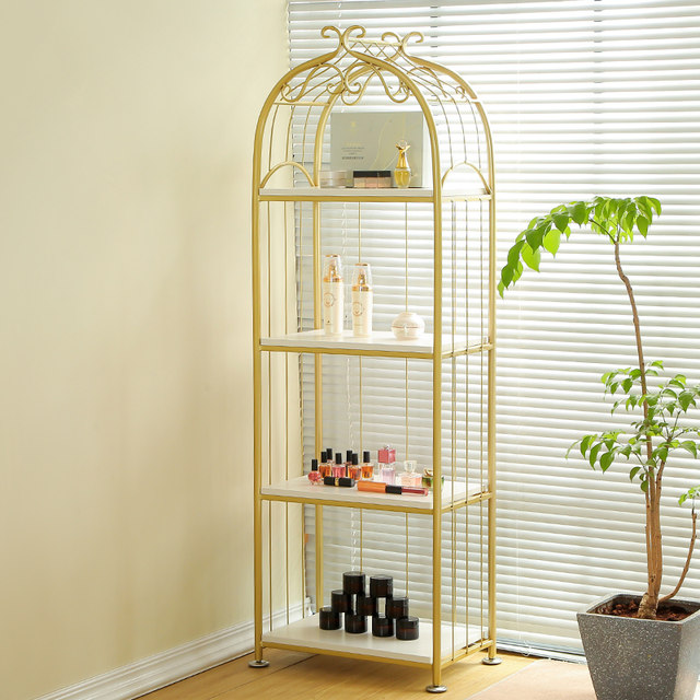 Nordic storage rack light luxury bookshelf floor-standing golden living ...