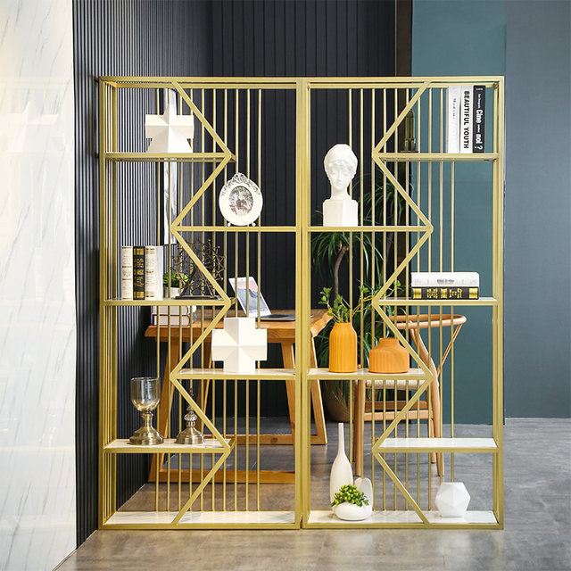 Nordic iron art storage rack bookshelf light luxury floor-standing ...