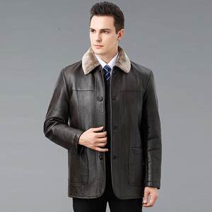 
Autumn and winter new Haining genuine leather clothing for middle-aged and older men with fur 2012-A one-piece plus thick velvet to keep warm and extra outer