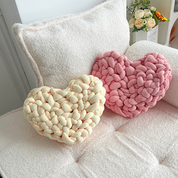 Little Red Book's Same Love Pillow, Cream-style Sofa Pillow, Hand-woven Finished Heart-shaped Pillow, Dopamine Color