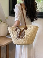 Magazine Same Style Luojia Straw Bag Women's French Rattan Retro Woven Large Bag Vacation Beach Bag Shoulder Handbag