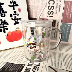 Cute Glass Cup with Handle for Girls, High Aesthetic Value, Suitable for Home Use, Coffee, Juice, Milk, Beverage Cup, Office Drinking Cup