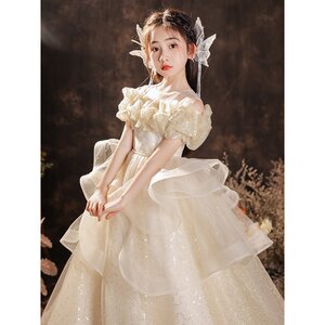 
2-16 years old children's dress princess dress light luxury niche elegant girl host piano playing birthday princess dress