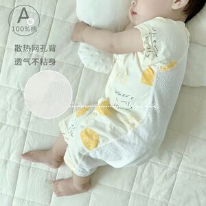 
0-2 years old baby short-sleeved jumpsuit, pure cotton summer thin breathable rompers, newborn baby clothes, men's and women's pajamas