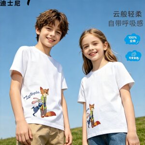 
Disney children's clothing girls boys short-sleeved t-shirt new pure cotton girls summer bottoming shirt children's tops trendy
