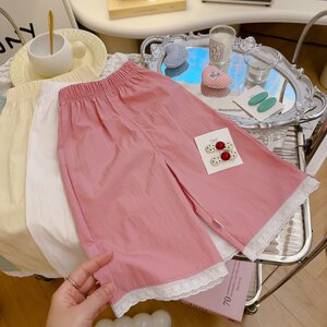 
Summer girls' pants 0-15 years old, Yamamoto pants, thin, casual, eight-point straight pants, Western-style wide-leg pants