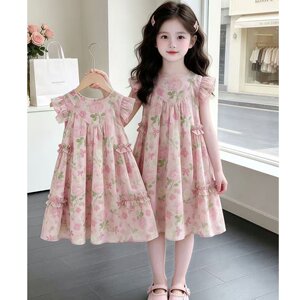 
Girls 3-16 years old, fashionable children's Korean style daughter-in-law floral princess skirt girls sweet dress summer dress