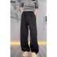 2383# regular 53 casual pants for women in autumn and winter new large size lazy style slim and iron diamond wide-leg cotton pants
