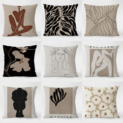 Nordic Abstract Throw Pillow Sofa Living Room Simple Black and White Headboard Car Backrest Pillow Cushion Pillowcase Light Luxury Dormitory