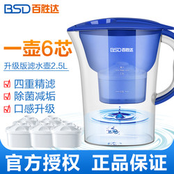 Summer Water Filter Jug for Kitchen Use, Portable Water Purifier with Filter Cartridge, 2.5L Direct Drinking Filter [One Jug with 6 Cartridges]
