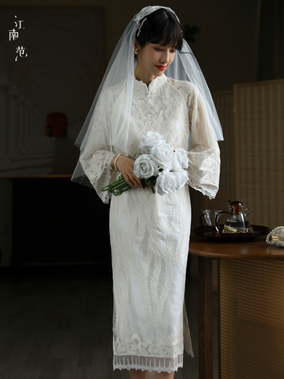 White Lace Cheongsam - Classical Chinese Dress