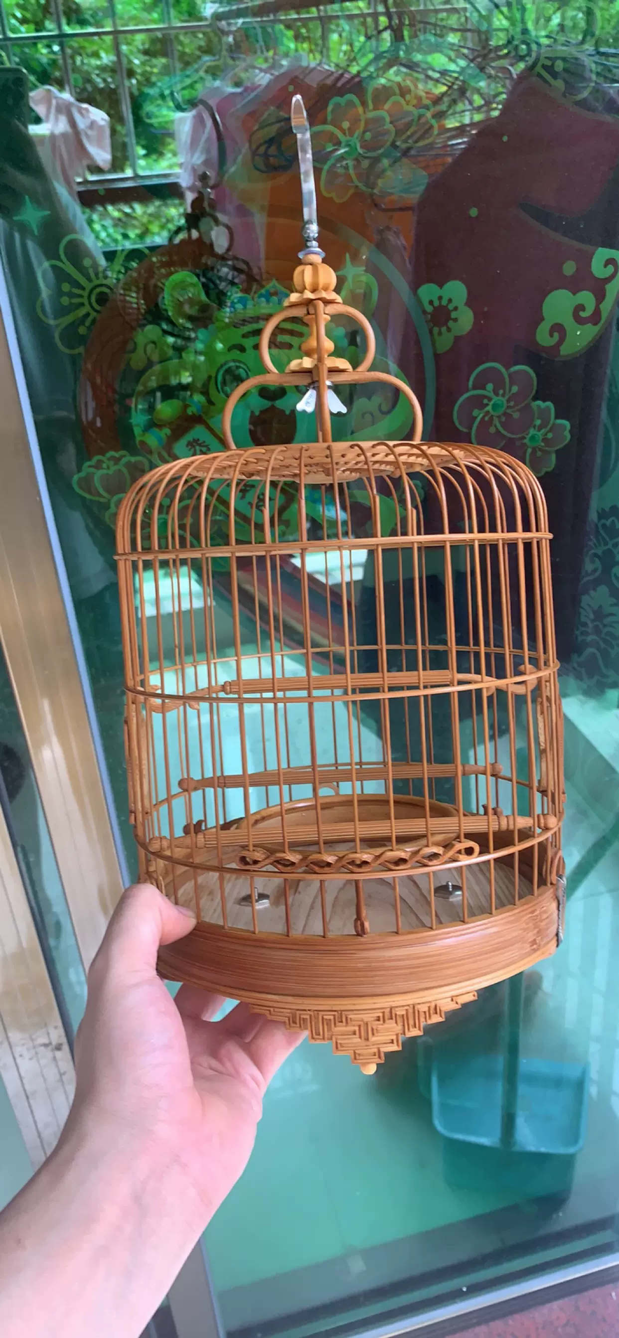 鳥籠 秀眼江南籠 南京绣眼方笼鸟精工【香草门花绣眼鸟笼小镶顶全留青】亮笼板笼