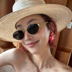 Korean Style Old Money Metal Oval Cat-Eye Polarized Sunglasses for Women, Beach Vacation, Square Round Face, Myopia Sunglasses for Men