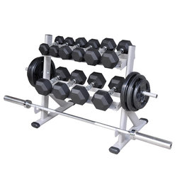 Hexagonal Rubber-Coated Dumbbell Rack, Double-Layer Dumbbell Rack, Barbell Plate Rack, Fixed Round-Head Cast Iron Dumbbell Display Rack