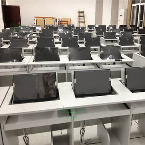 
Section desk LCD screen flip computer desk monitor embedded computer room training table exam flip board table double