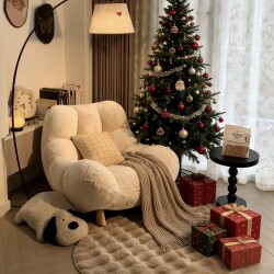 Cream-Colored, Atmospheric, Fluffy Sofa, Single Sofa Chair, Corner Sofa, Lazy Sofa, Living Room Sofa Chair