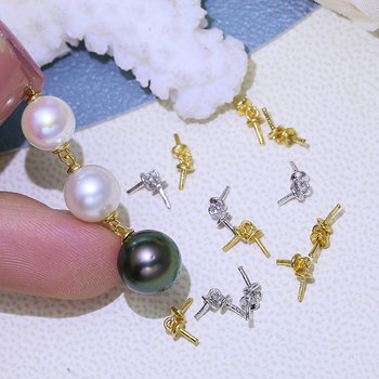 
diy accessories sterling silver pearl double bead hat link head