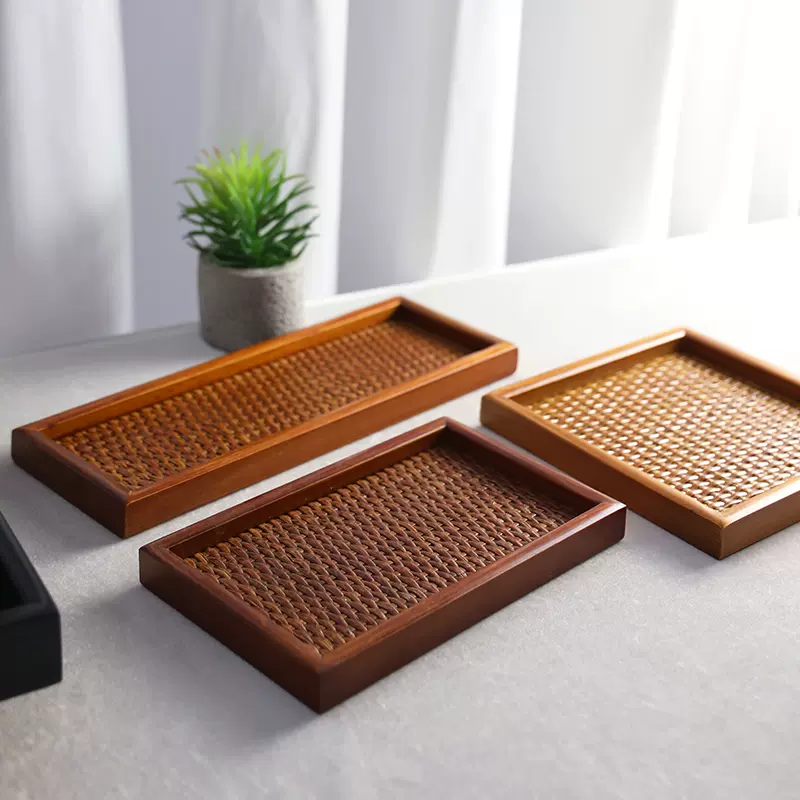 实木榉木长方形圆形木盘子托盘餐托木制茶盘具咖啡盘实木质餐盘-Taobao