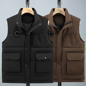 350*0.5kg autumn and winter plus fat plus larger men's down cotton vest stand collar vest outside wear vest large size loose horse clip