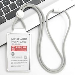 Metal Card Holder Icar Store Employee Id Card Holder Double-Sided Transparent Name Tag Stylish Round Lanyard