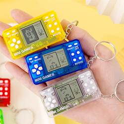 Handheld Mini Transparent Tetris Game Console Toy Classic Nostalgic Keychain Student Small Gift Pendant