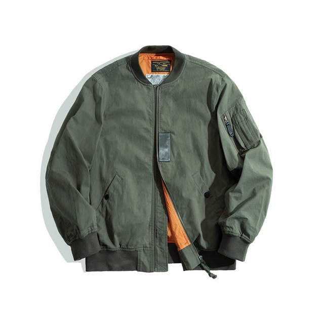 Retro Thickened Fleece Lined MA1 Air Force Pilot Jacket Men's Tank Workwear Coat Autumn Fashion Urban Style Long Sleeve Coat main image 0