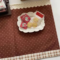 Mocha Dot Japanese-Style Vintage Cotton and Linen Tablecloth, Journal Photo Background Decoration, Stain-Resistant Home Dormitory Table Mat